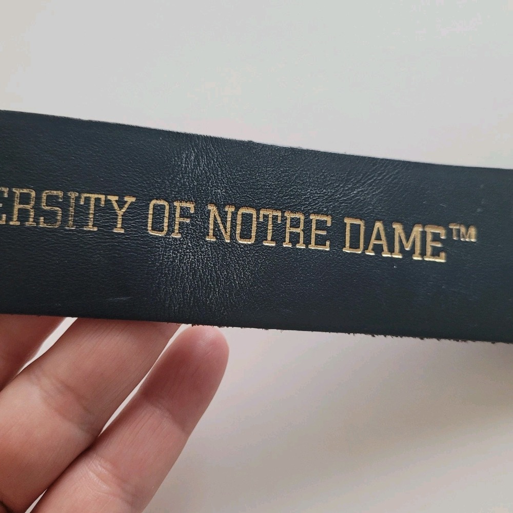 Vintage University Notre Dame‎ Bookmark Leather Fringe Black Gold Embossed - Picture 13 of 16